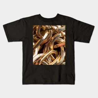 Solid Gold Links  3D Gold Chain Looks great on clothing apparel. Kids T-Shirt